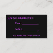 Carte De Rendez-vous Madame pourpre Appt de papillon de cheveux. 2 (Dos)