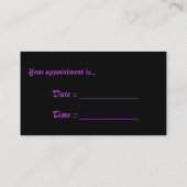 Carte De Rendez-vous Madame pourpre Appt de papillon de cheveux. 6 (Dos)