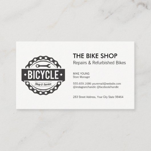 Carte De Rendez-vous Magasin de vélos et logo de service (Devant)