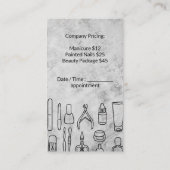 Carte De Rendez-vous Manucure | Arrière - plan en marbre (Dos)