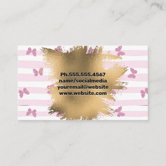 Carte De Rendez-vous Manucure | Papillons | Fond d'or (Dos)