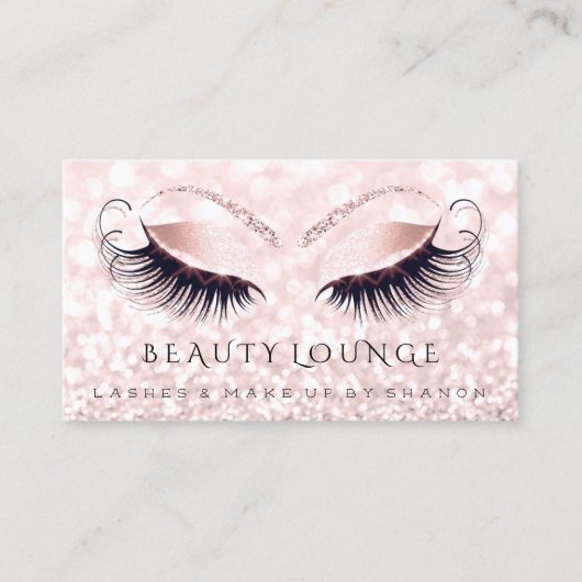 Carte De Rendez-vous Maquillage Artiste Événement Lashes Beauté Rose Gr (Devant)
