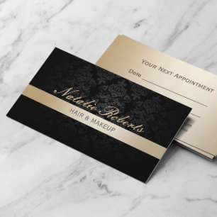 Carte De Rendez-vous Maquillage Artiste Gold Striped Damask Nomination