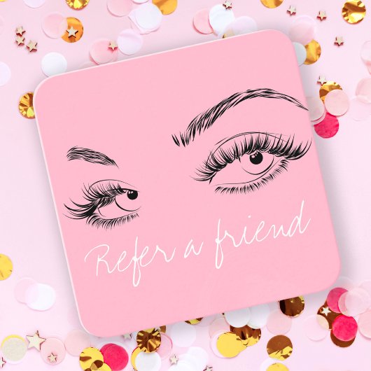 Carte De Rendez-vous Maquillage Artiste Lashes Brows Pink Référer un am
