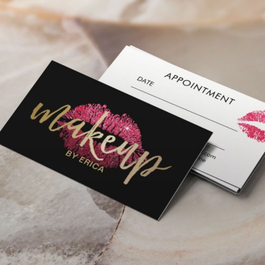 Carte De Rendez-vous Maquillage Artiste Lèvres rouges Salon moderne Ren