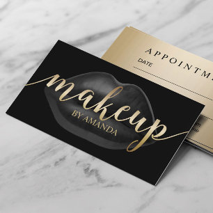 Carte De Rendez-vous Maquillage Artiste Luxe Lèvres Noires Salon Rendez