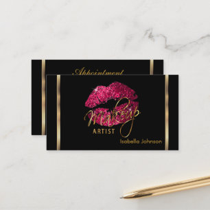 Carte De Rendez-vous Maquillage Artiste Parties scintillant rose chaud