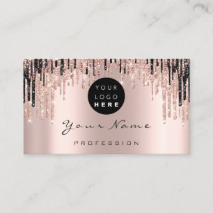 Carte De Rendez-vous Maquillage Artiste Rose Black Drips - Logo de rend