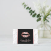 Carte De Rendez-vous Maquillage Artiste Rose Gold Lips Marbre (Debout devant)