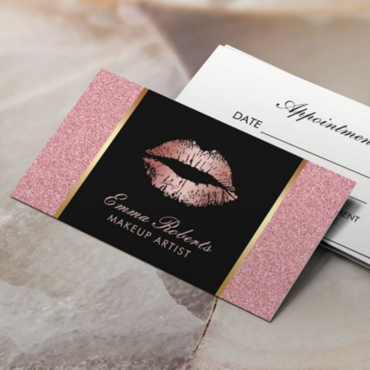 Carte De Rendez-vous Maquillage Artiste Rose Gold Parties scintillant L