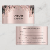 Carte De Rendez-vous Maquillage Artiste Rose Lèvres à étincelles à cire (Devant / Derrière)