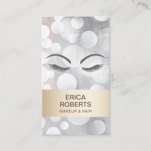 Carte De Rendez-vous Maquillage Artiste Salon de Coiffure Gold & Silver (Devant)