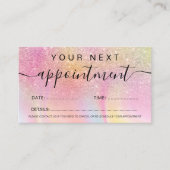 Carte De Rendez-vous Maquillage cheveux rose parties scintillant arc-en (Devant)