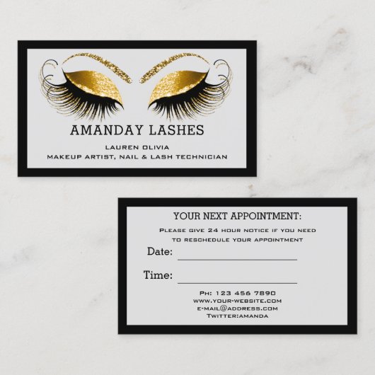 Carte de rendez-vous maquillage professionnel Gris (Devant / Derrière)