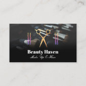Carte De Rendez-vous Maquiller les brosses | Logo des ciseaux de salon (Devant)