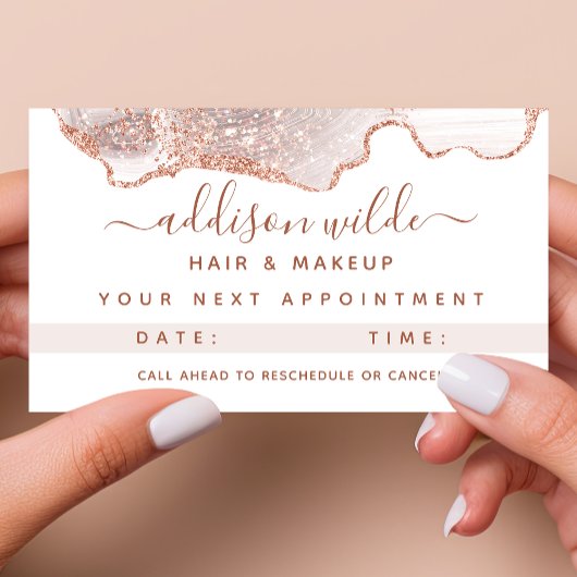 Carte De Rendez-vous Marbre blanc chic Agate Rose or