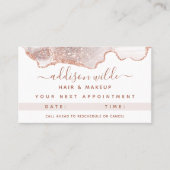 Carte De Rendez-vous Marbre blanc chic Agate Rose or (Devant)