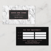 Carte De Rendez-vous Marbre blanc élégant Rose Gold Nomination (Devant / Derrière)