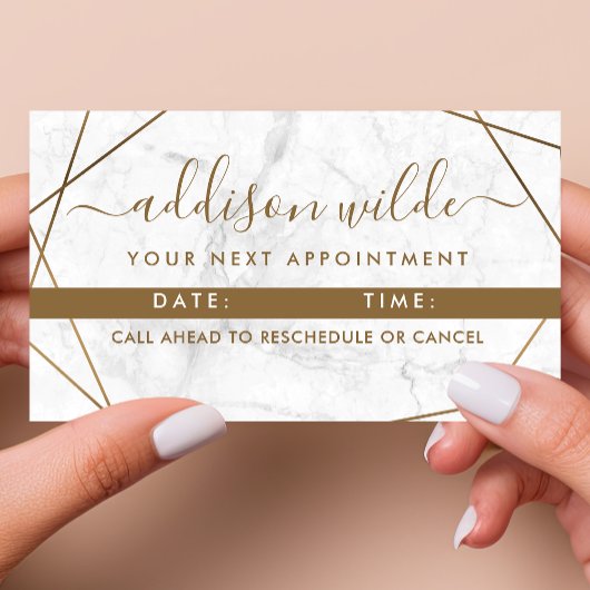 Carte De Rendez-vous Marbre blanc géométrique or Abstrait simple modern