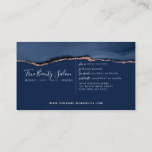 Carte De Rendez-vous Marbre d'agate d'or Rose bleu marine (Dos)