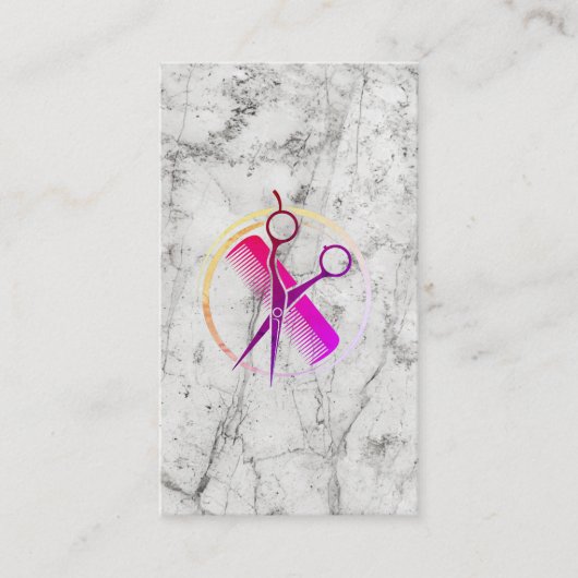 Carte De Rendez-vous Marbre de ciseaux de salon (Devant)