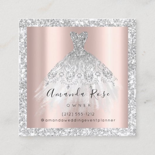 Carte De Rendez-vous Mariage, planificateur d'événements Rose Gold Glit (Devant)