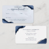 Carte De Rendez-vous Marine Blue Silver Agate Parties scintillant Spark (Devant / Derrière)