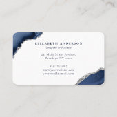 Carte De Rendez-vous Marine Blue Silver Agate Parties scintillant Spark (Dos)