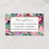 Carte De Rendez-vous Marine rose tropicale bleu aqua or moderne floral (Dos)