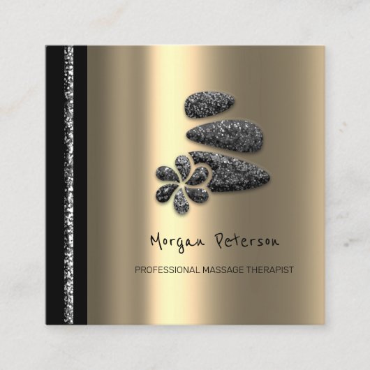 Carte De Rendez-vous Massage Spa Wellness Floral Stone Logo Gold Grey (Devant)