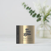 Carte De Rendez-vous Massage Spa Wellness Floral Stone Logo Gold Grey (Debout devant)
