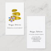 Carte De Rendez-vous Massage Spa Wellness Floral Stone Logo Or (Devant / Derrière)