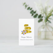 Carte De Rendez-vous Massage Spa Wellness Floral Stone Logo Or (Debout devant)