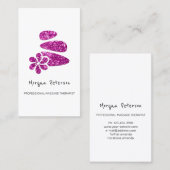 Carte De Rendez-vous Massage Spa Wellness Floral Stone Logo Rose (Devant / Derrière)
