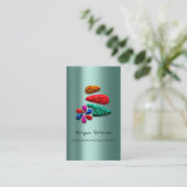 Carte De Rendez-vous Massage Spa Wellness Floral Stone Logo Vert (Debout devant)