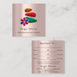 Carte De Rendez-vous Massage Spa Wellness Flower Rose Logo Pierres