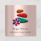Carte De Rendez-vous Massage Spa Wellness Flower Rose Logo Pierres (Devant)