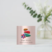 Carte De Rendez-vous Massage Spa Wellness Flower Rose Logo Pierres (Debout devant)
