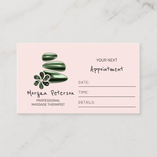 Carte De Rendez-vous Massage Spa Wellness Logo Flower Rose vert (Devant)
