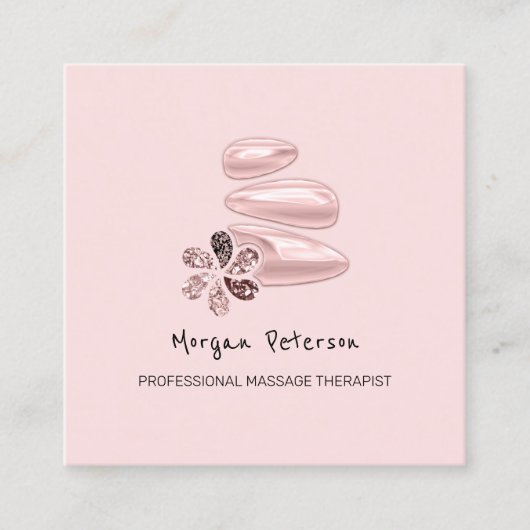Carte De Rendez-vous Massage Spa Wellness Pink Logo Carré (Devant)