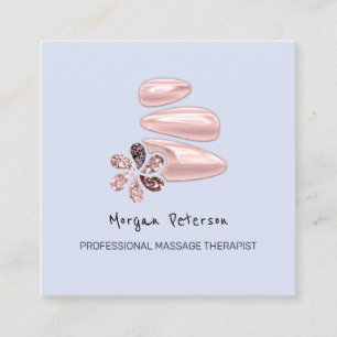 Carte De Rendez-vous Massage Spa Wellness Rose Logo Carré Bleu