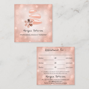 Carte De Rendez-vous Massage Spa Wellness Rose Personnalisé Logo Carré
