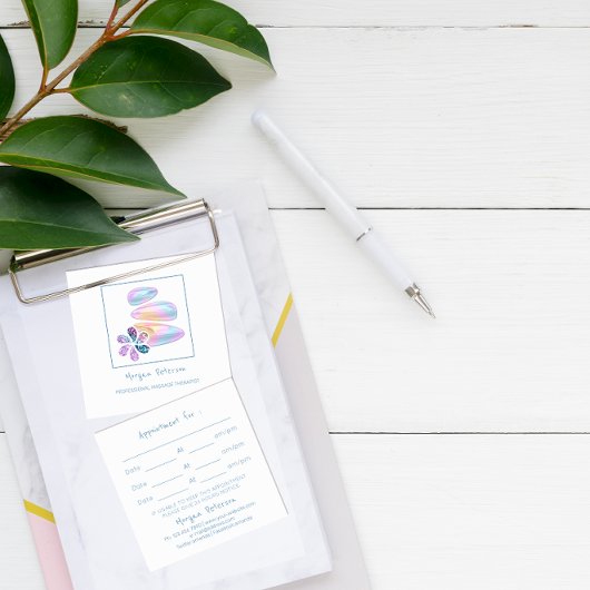 Carte De Rendez-vous Massage Spa Wellness Stone Blue White Logo