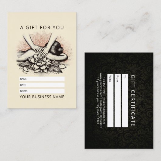 Carte De Rendez-vous Massage Thérapie Guérison Mains Énergie Spa Bien-ê (Devant / Derrière)