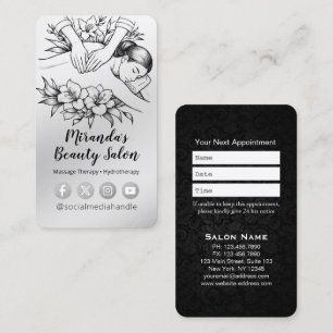 Carte De Rendez-vous Massage Thérapie Guérison Mains Énergie Spa Bien-ê