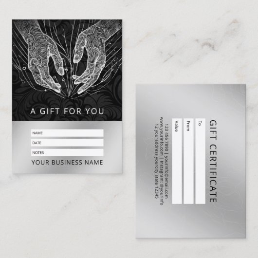 Carte De Rendez-vous Massage Thérapie Guérison Mains Énergie Spa Bien-ê (Devant / Derrière)