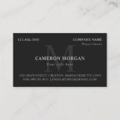 Carte De Rendez-vous Matte Black Gris Monogramme Professionnel (Dos)