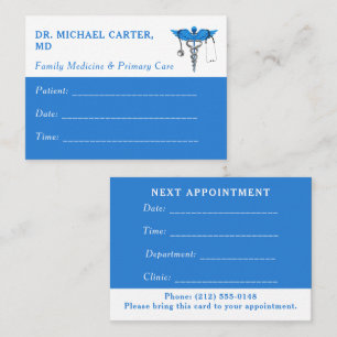 Carte De Rendez-vous Médecin Bleu & Blanc