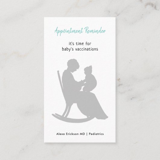 Carte De Rendez-vous Médecin pédiatrique Mère Rocking Bébé Vaccination (Devant)