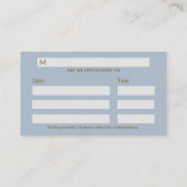 Carte De Rendez-vous Médicale Blue Gold Caduceus Fine Professional (Dos)